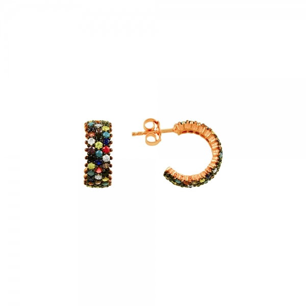Cercei argint 925 placat cu aur roz si zirconii multicolore - Be Nature ETU0040 [1]